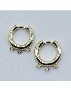 Серьги кольца, с 3 крючками, 17*3 мм, позолота, пара