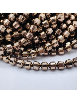 Бусина Гематит, грани, 6 мм, коричневый, нитка