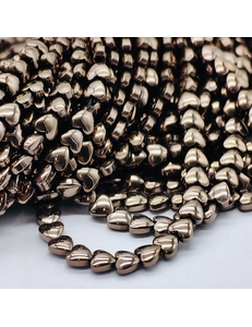 Бусина Гематит, сердце, коричневый, 4.3 мм, нитка