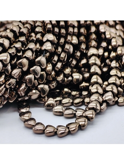 Бусина Гематит, сердце, коричневый, 4.3 мм, нитка