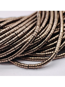 Бусина Гематит, рондели, 2*1 мм, коричневый, нитка