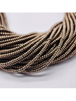 Бусина Гематит, тонкие рондели, 2*1 мм, коричневый, нитка