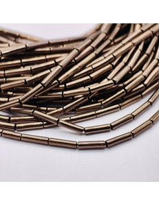 Бусина Гематит, трубочка, 8*2 мм, коричневый, нитка