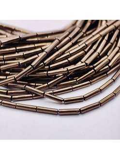 Бусина Гематит, трубочка, 8*2 мм, коричневый, нитка
