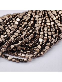 Бусина Гематит, плоский квадрат, коричневый, 3*1.8 мм