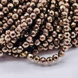 Бусина Гематит, круг, 4 мм, коричневый, нитка
