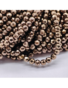 Бусина Гематит, круг, 4 мм, коричневый, нитка