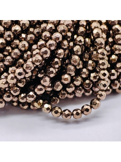 Бусина Гематит, круг, 4 мм, коричневый, нитка