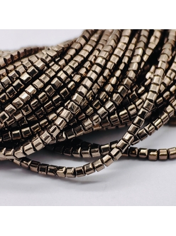 Бусина Гематит, кубик, темно-коричневый, 2 мм