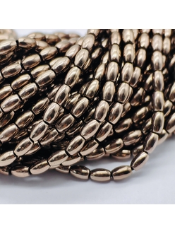 Бусина Гематит, рис, коричневый, 3*5 мм, нитка