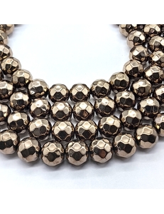 Бусина Гематит, круг граненный, 10 мм, коричневый, нитка