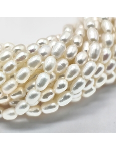 Жемчуг натуральный рисовый, белый, 5*4 мм, 39 см