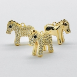 Подвеска Лошадь стоит, с фианитами, 14*11 мм, позолота