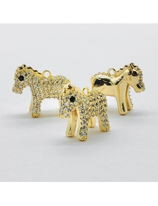 Подвеска Лошадь стоит, с фианитами, 14*11 мм, позолота