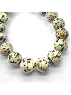 Бусина Яшма Далматин, 14 мм, нитка
