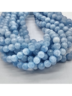 Бусины халцедон, гладкий, голубой, 10-10.4 мм, нитка
