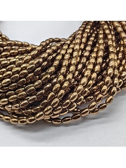 Бусина Гематит, рис, коричневый, 3*5 мм, тип2, нитка