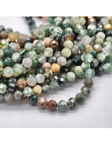 Бусина Агата, зеленый, индийский, граненный, 4 мм, нитка