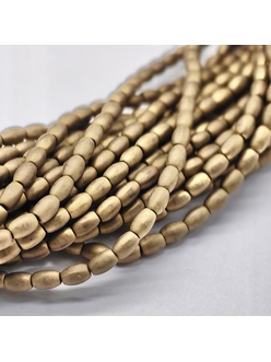 Бусина Гематит, рис, матовый, коричневый, 3*5 мм, нитка