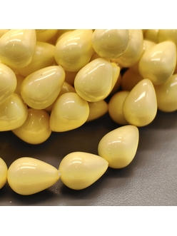 Жемчуг бусина Майорка, 10*14 мм, желтый, нить