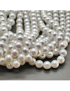 Жемчуг Майорка люкс, 8 мм, белый с розовым переливом, нить