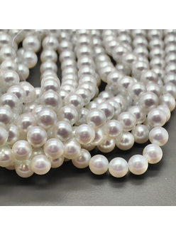 Жемчуг Майорка люкс, 8 мм, белый с розовым переливом, нить