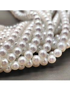Жемчуг Майорка люкс, 6 мм, белый с розовым переливом, нить