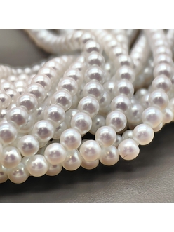 Жемчуг Майорка люкс, 6 мм, белый с розовым переливом, нить