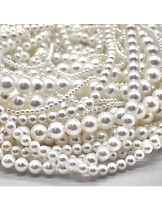 Жемчуг Майорка люкс, 10 мм, белый с розовым переливом, нить