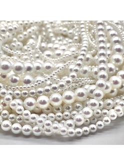 Жемчуг Майорка люкс, 3 мм, белый с розовым переливом, нить