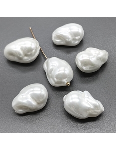 Жемчуг бусина Майорка, 20*15 мм, белый, шт