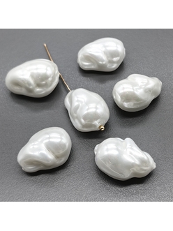 Жемчуг бусина Майорка, 20*15 мм, белый, шт