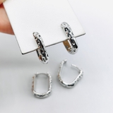 Серьги мятый Овал, конго, 15*20 мм, родий, пара