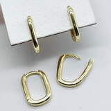 Серьги Овал, конго, 16*12*2.3 мм, позолота, пара