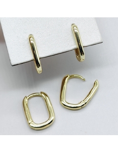 Серьги Овал, конго, 16*12*2.3 мм, позолота, пара