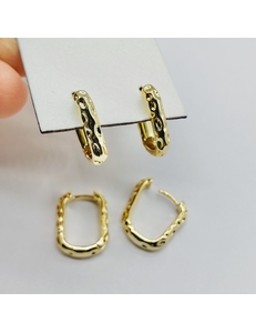 Серьги мятый Овал, конго, 15*20 мм, позолота, пара