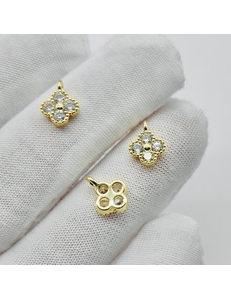 Подвеска Клевер мини с фианитами, 8 мм, позолота