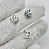 Подвеска Клевер мини с фианитами, 8 мм, родий