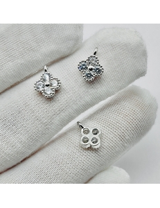 Подвеска Клевер мини с фианитами, 8 мм, родий