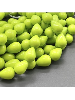 Жемчуг бусина Майорка, 10*14 мм, салатовый, нить