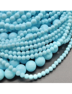 Жемчуг бусина Майорка, 10 мм, голубой, нить