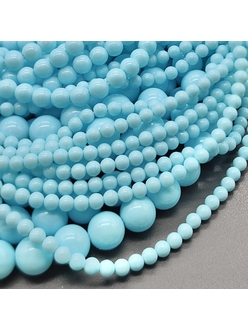 Жемчуг бусина Майорка, 10 мм, голубой, нить