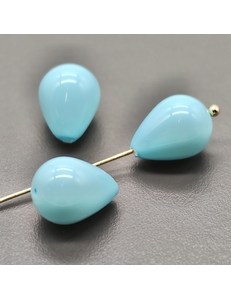 Жемчуг бусина Майорка, 10*14 мм, голубой, нить