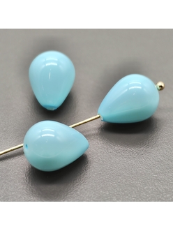 Жемчуг бусина Майорка, 10*14 мм, голубой, нить