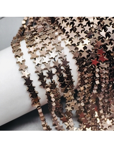 Бусина Гематит, звезда, 9 мм, коричневый, нитка