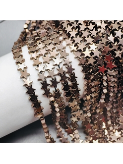 Бусина Гематит, звезда, 9 мм, коричневый, нитка