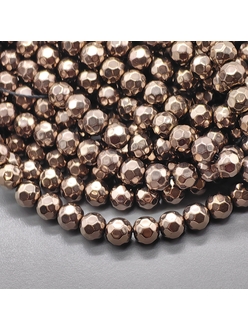 Бусина Гематит, круг, 8 мм, коричневый, нитка