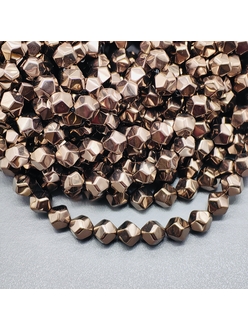 Бусина Гематит, многогранник, 8 мм, коричневый, нитка