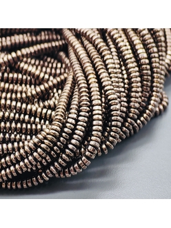 Бусина Гематит, рондели, 4*1.5 мм, коричневый, нитка