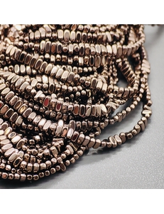 Бусина Гематит, плоский овал, 4*2 мм, коричневый, нитка